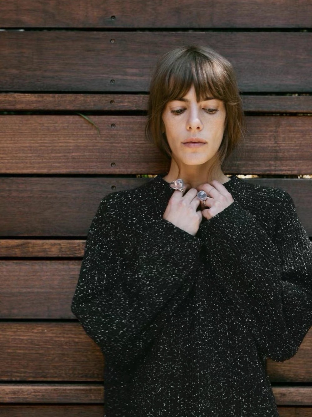 Zara Black Speckled Crewneck Sweater - Women
